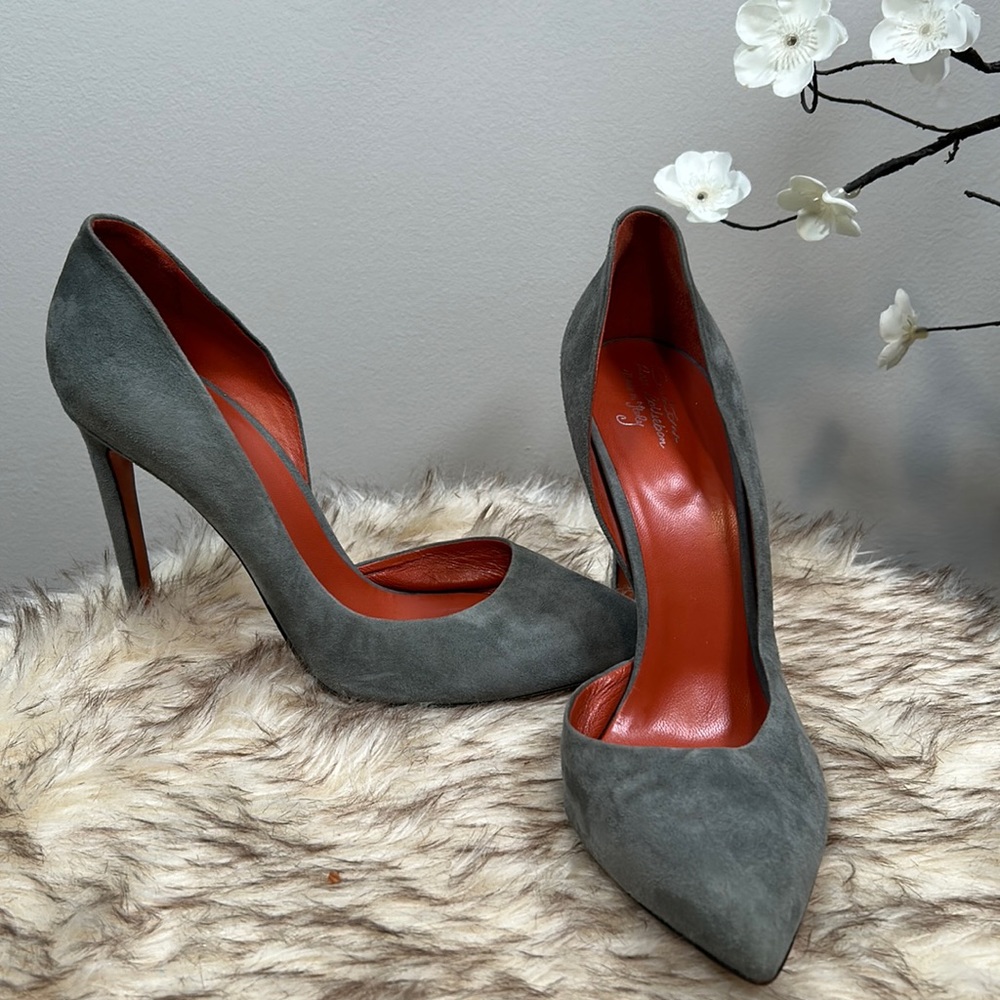Santoni Gray Suede Heels